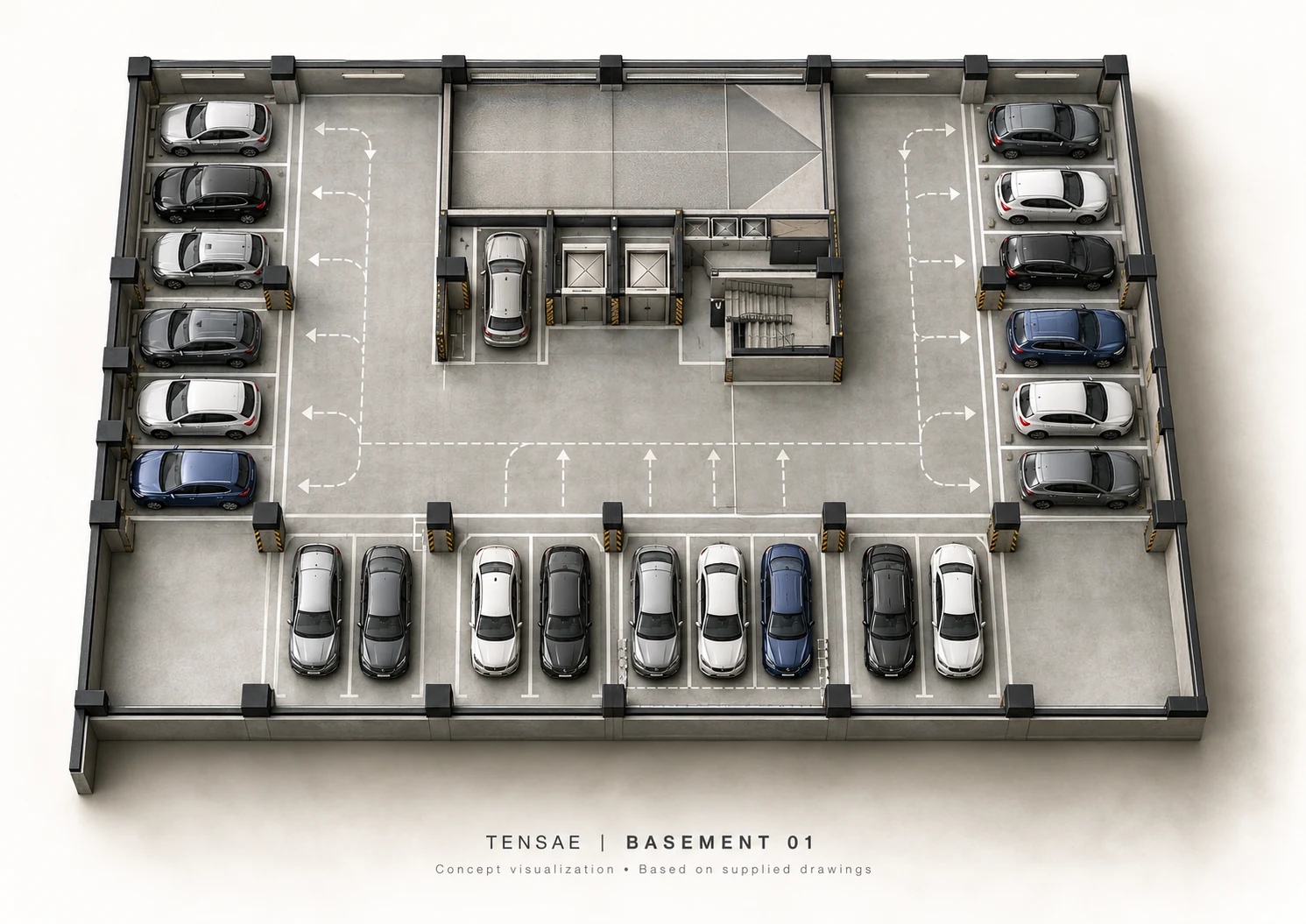 Basement 01 — full-floor 3D concept