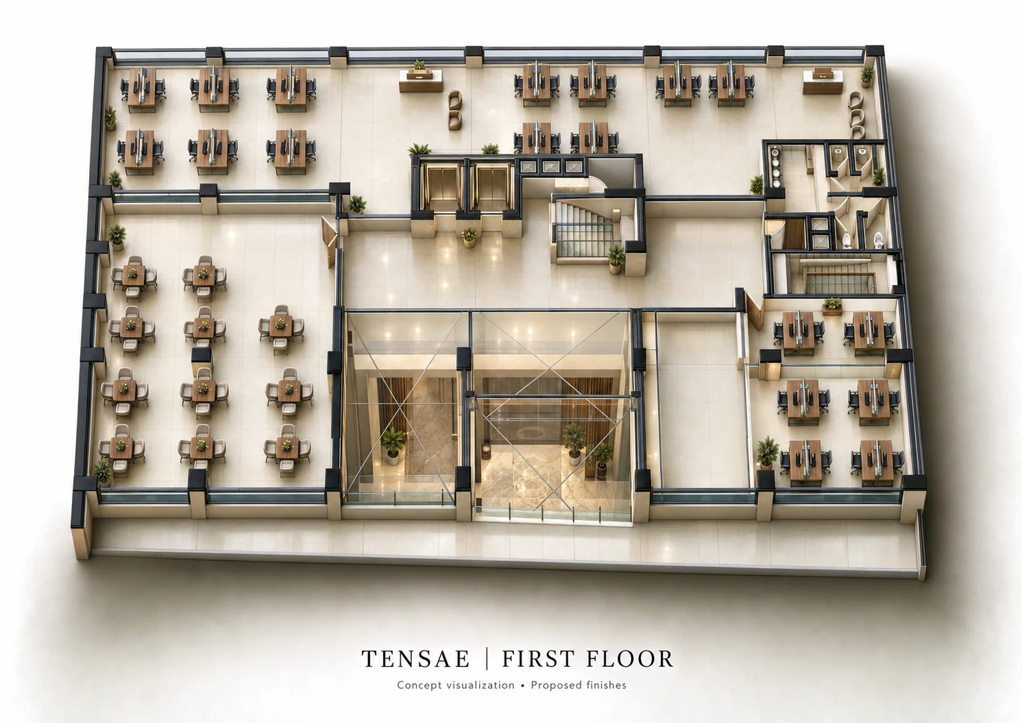 First floor — full-floor 3D concept
